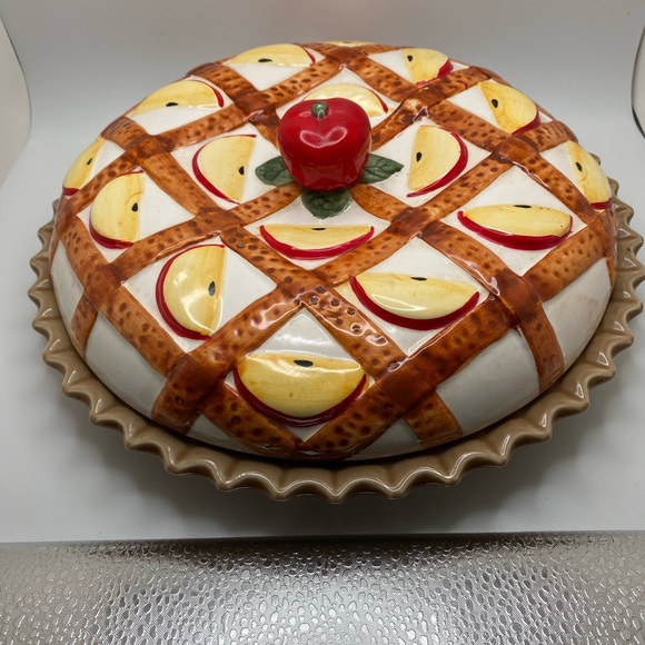 Dining Vintage Ceramic Ogden 1 Apple Pie Plate Cover Keeper Dish W Lid Poshmark